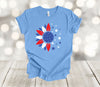 Independence Day Tee, Patriotic Sunflower, Red White And Blue, July 4th, Premium Soft Unisex Tee, Plus Sizes Available