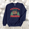 Christmas Sweatshirt, Christmas Movie Junkie, Christmas Lover, Gildan Sweatshirt, Up to 5x Sizes, Plus Sizes Available