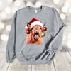 Christmas Sweatshirt, Cow With Tongue Out And Santa Hat, Gildan Sweatshirt, Up to 5x Sizes, Plus Sizes Available