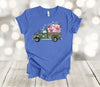 Spring Shirt, Old Truck Filled With Pink Flowers And Butterflies, Spring Truck, Premium Soft Unisex Shirt, Plus Sizes 2x, 3x, 4x Available